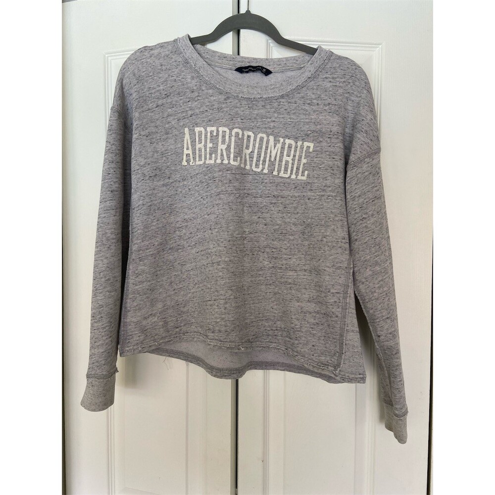 Abercrombie & Fitch Sweatshirt Womens Size M Heather Gray Logo Crew Neck